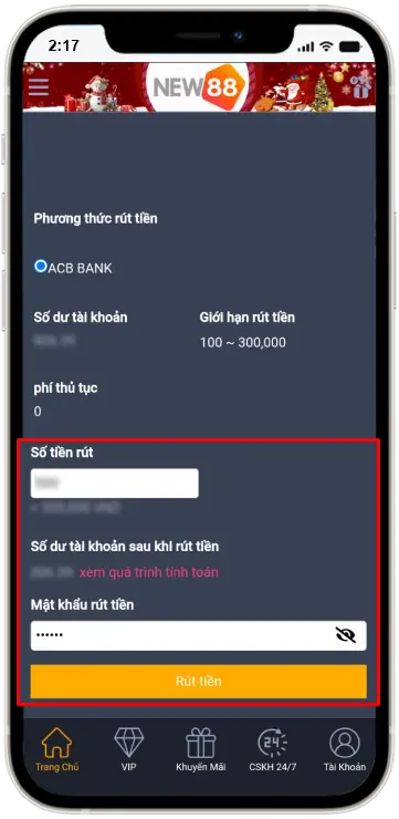 Rút tiền new88